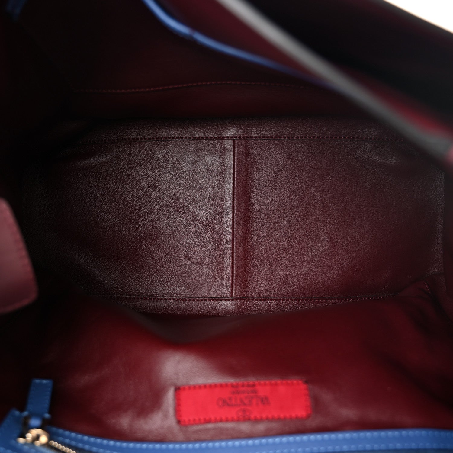 Valentino Garavani Calfskin Colorblock Mime Single Handle Bag Ruby Marine 5 of 10