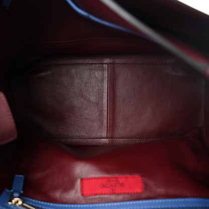 Valentino Garavani Calfskin Colorblock Mime Single Handle Bag Ruby Marine 5 of 10