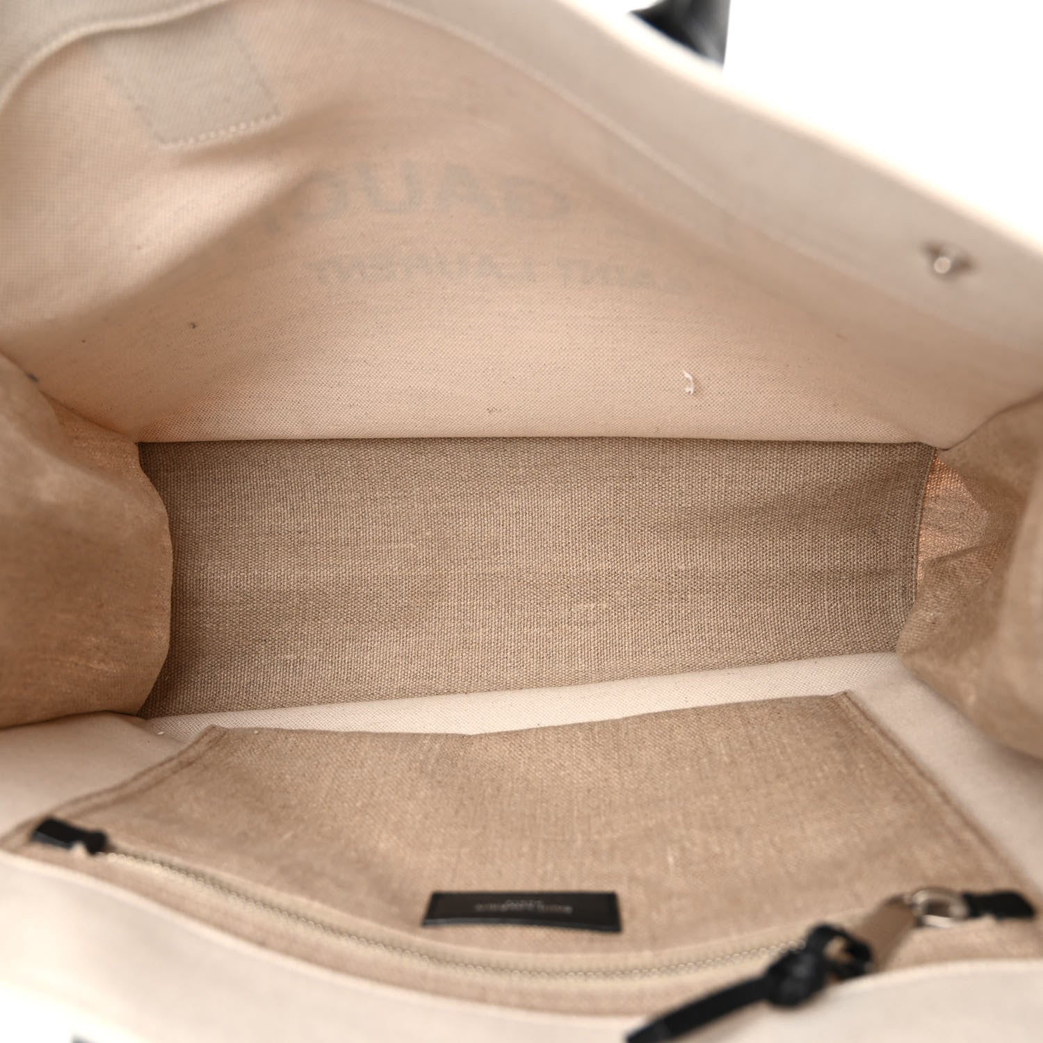 Saint Laurent Linen Calfskin Small Rive Gauche Tote Greggio Natural 5 of 10