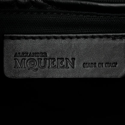 Alexander McQueen Calfskin Crocodile Embossed Small Skull Padlock Zip Around Tote White Black 6 of 13