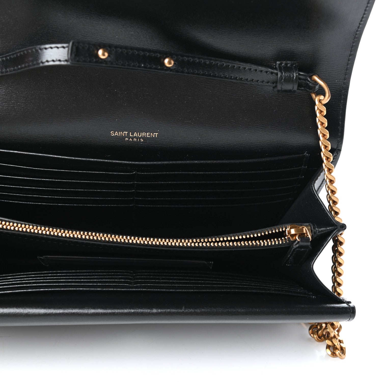 Saint Laurent Smooth Calfskin Monogram Sulpice Chain Wallet Black 5 of 9