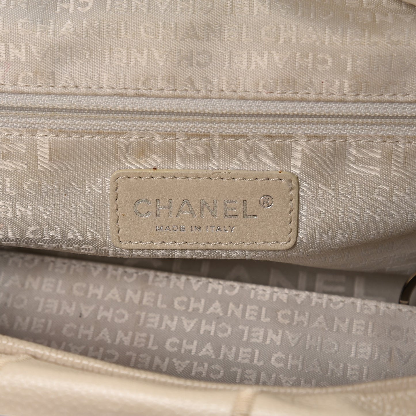Caviar Square Stitched Large Tote Beige