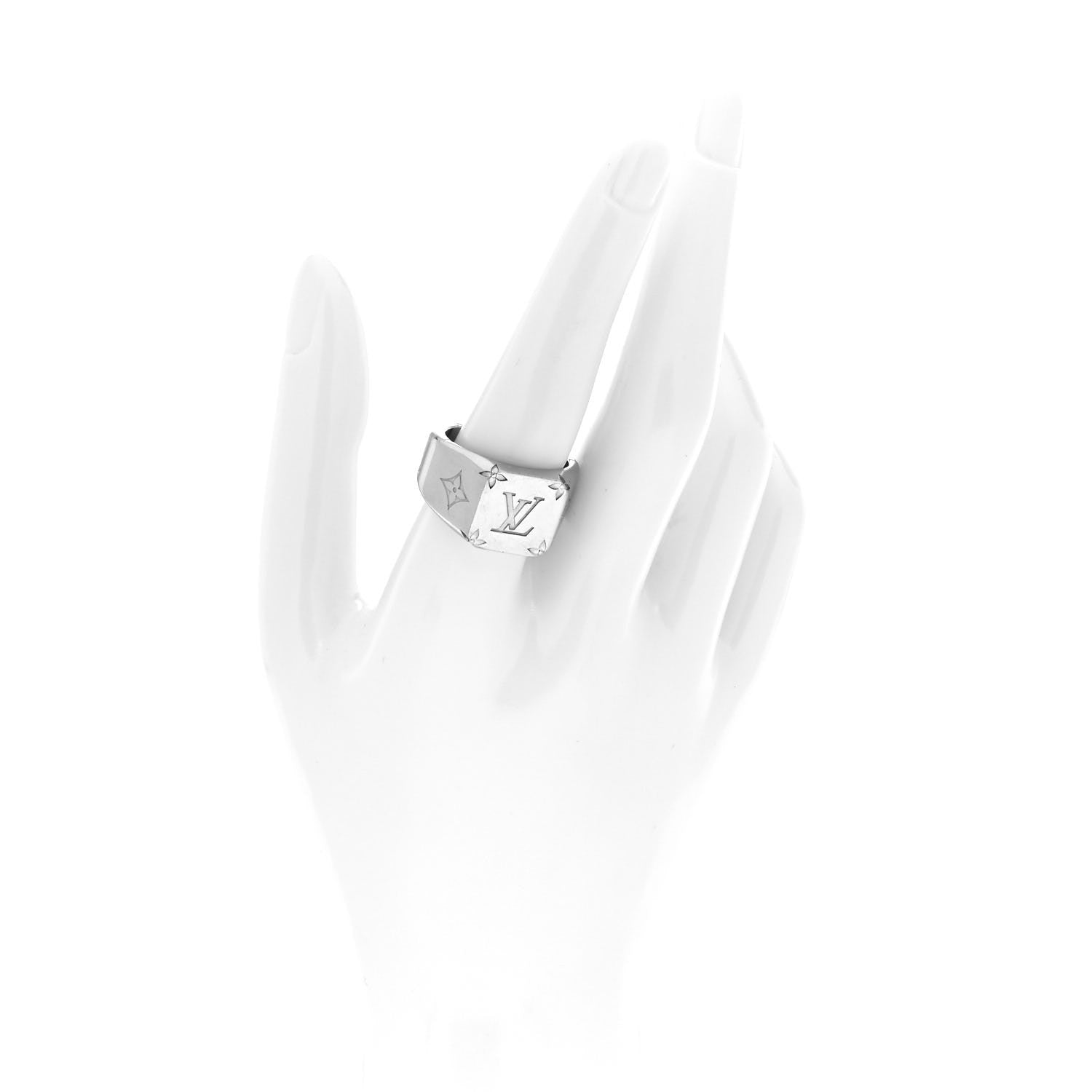 Louis Vuitton Monogram Signet Ring L Palladium 2 of 4