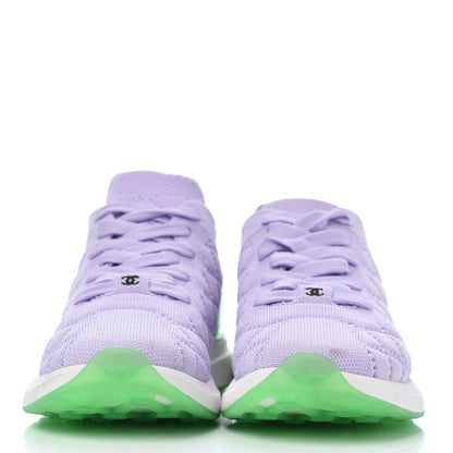 Chanel Knit Quilted Womens CC Sneakers 39.5 Light Purple 2 of 14