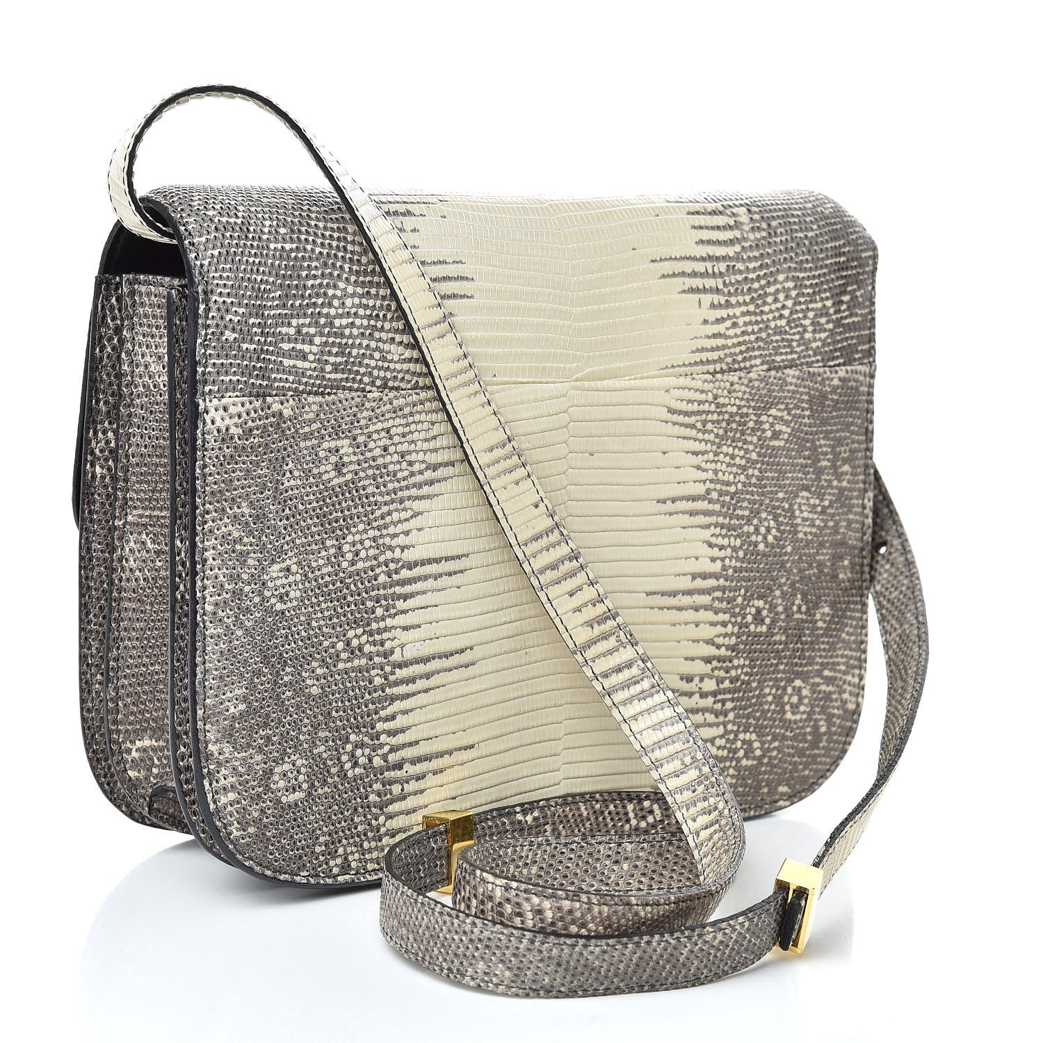 Celine Lizard Medium Classic Box Flap Bag Natural 3 of 9