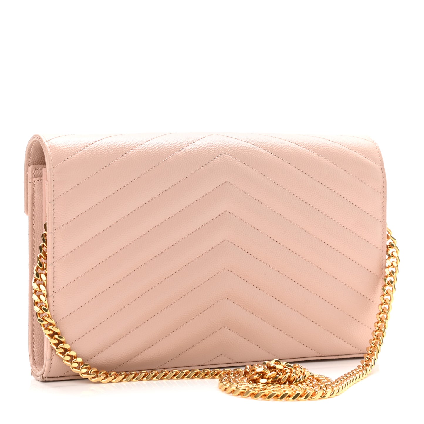 Grain De Poudre Matelasse Chevron Monogram Chain Wallet Pale Pink