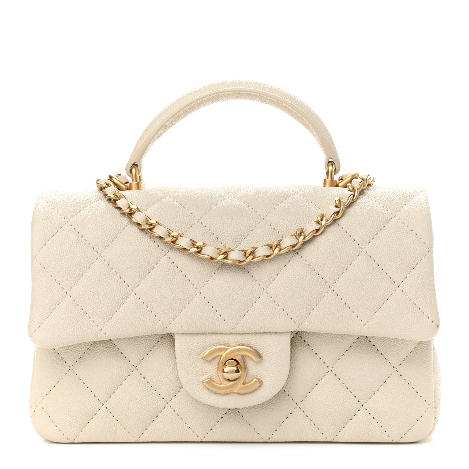 Chanel Caviar Quilted Mini Top Handle Rectangular Flap Beige 1 of 11