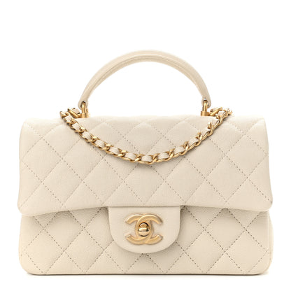 Chanel Caviar Quilted Mini Top Handle Rectangular Flap Beige 1 of 11