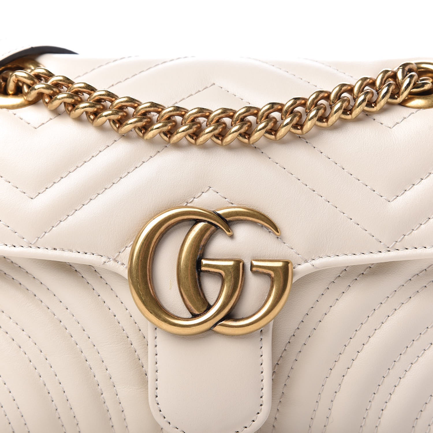 Gucci Calfskin Matelasse Mini GG Marmont Shoulder Bag White 10 of 10