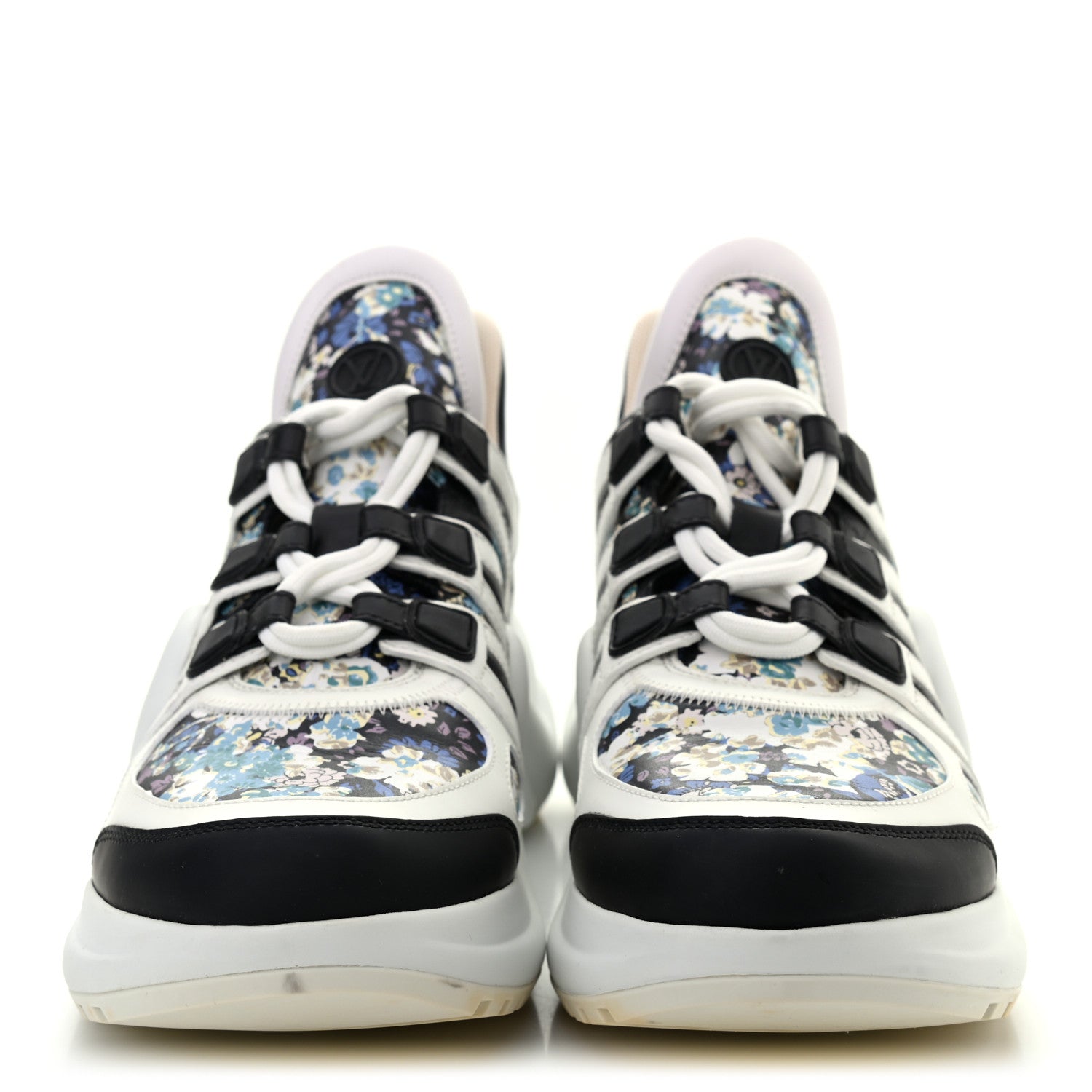 Louis Vuitton Flower Printed Calfskin Monogram LV Archlight Sneakers 39 Black Blue 2 of 10