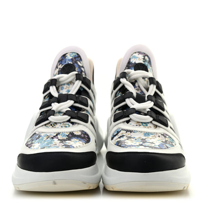 Louis Vuitton Flower Printed Calfskin Monogram LV Archlight Sneakers 39 Black Blue 2 of 10