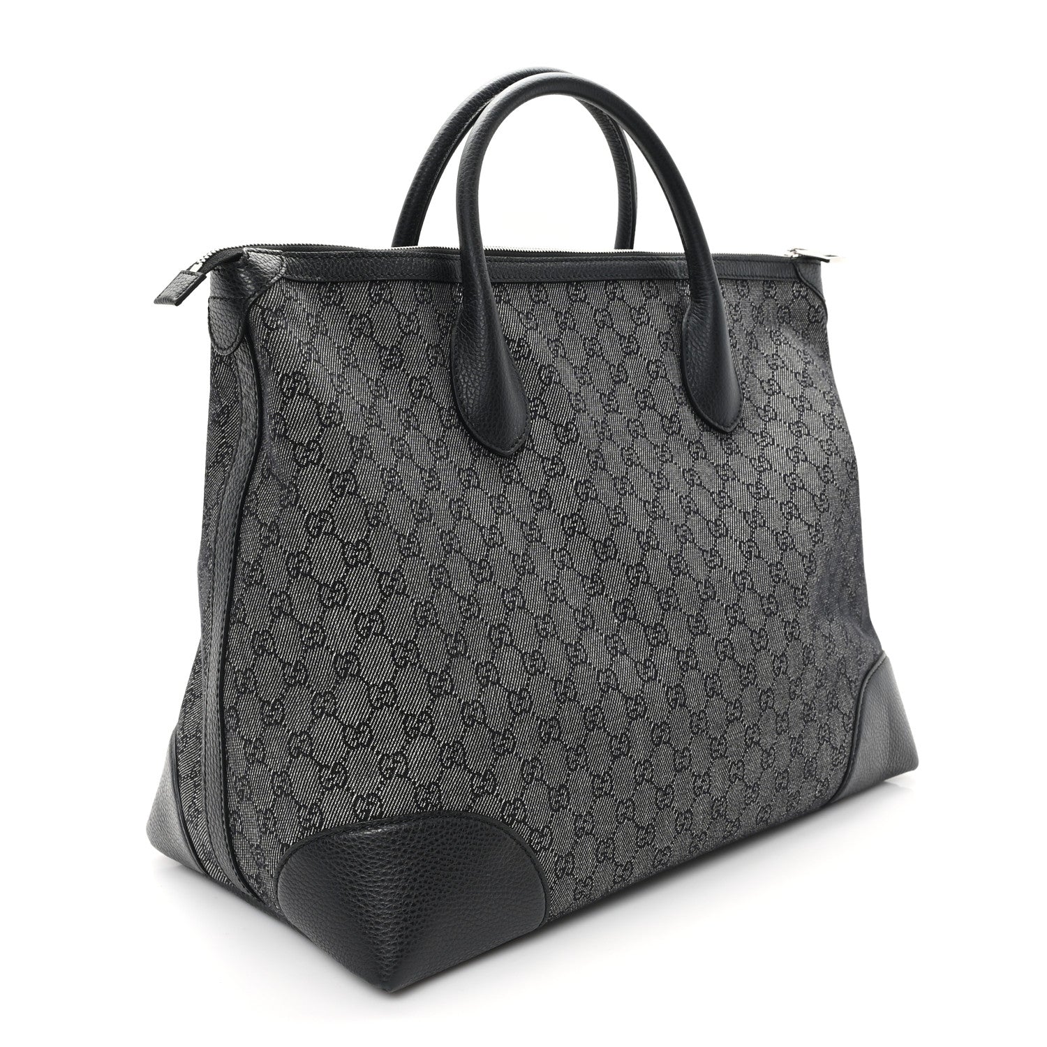 Gucci Denim Monogram Large Tote Black 3 of 12