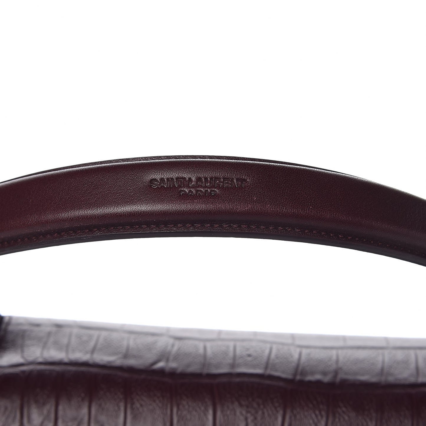 Calfskin Crocodile Embossed Medium Moujik Top Handle Bag Amarena