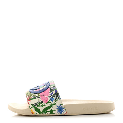 Gucci X KEN SCOTT Rubber Infinity Giardino d Apri Interlocking G Womens Pool Slide Sandals 39 Ivory Pink Wild Rose 1 of 8