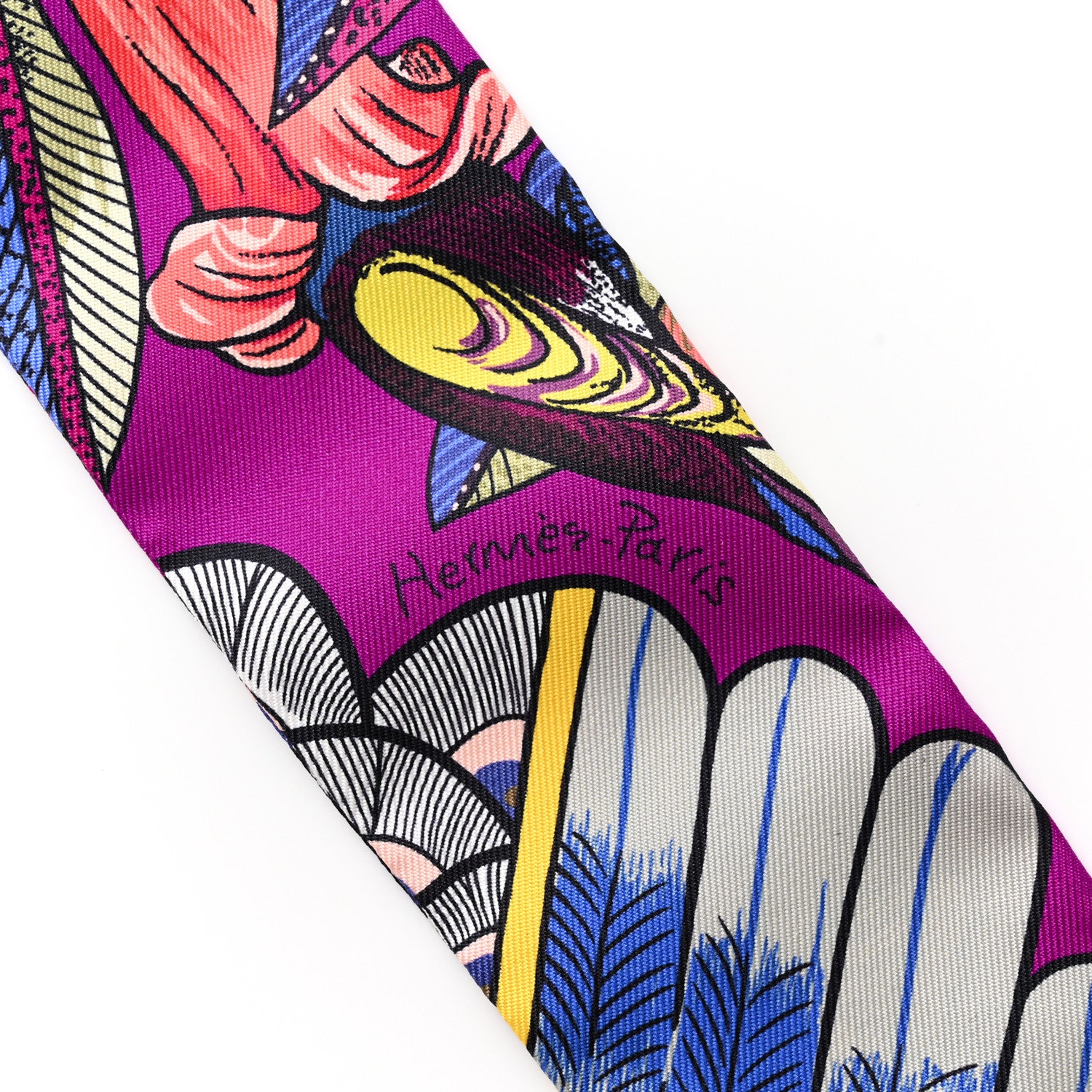 Hermes Silk Tree Of Song Twilly Fuchsia Bleu Rouge 3 of 5