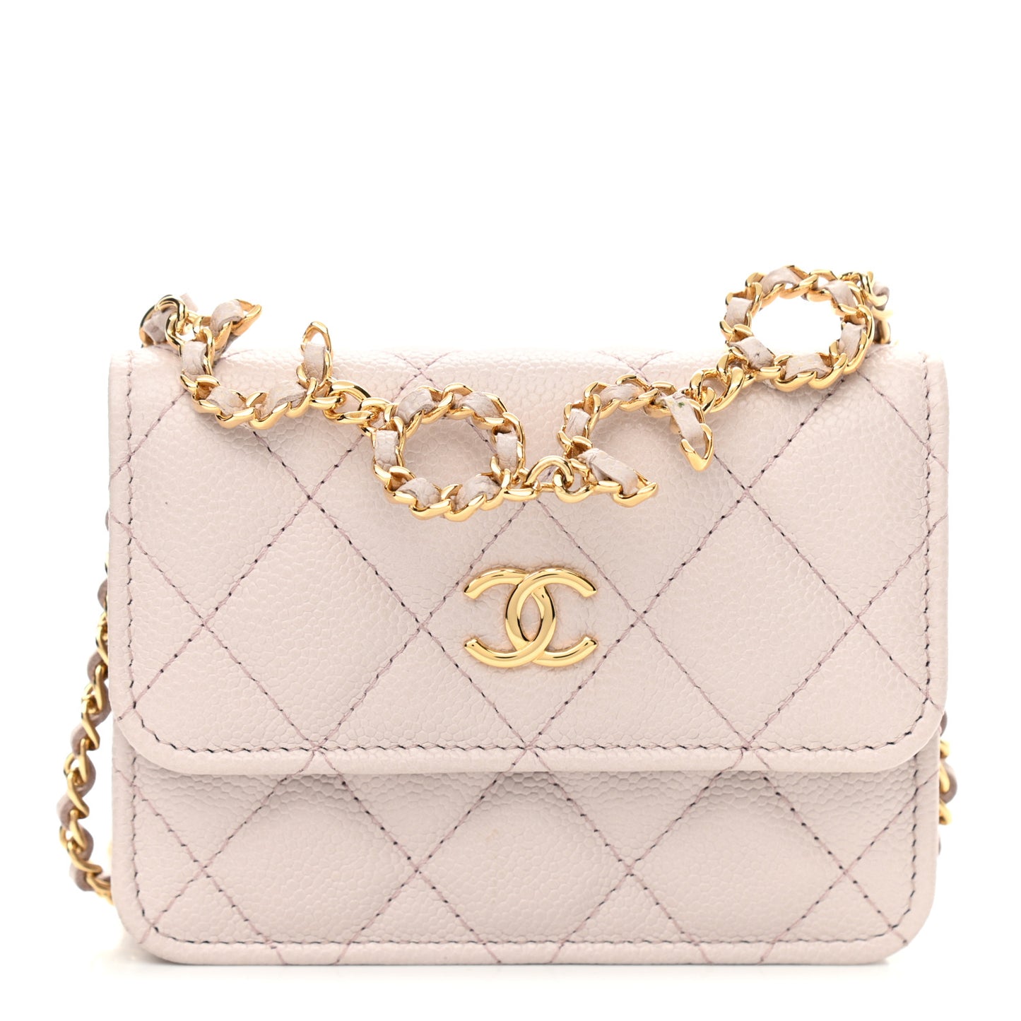 Caviar Quilted Miss Coco Clutch With Chain Light Purple