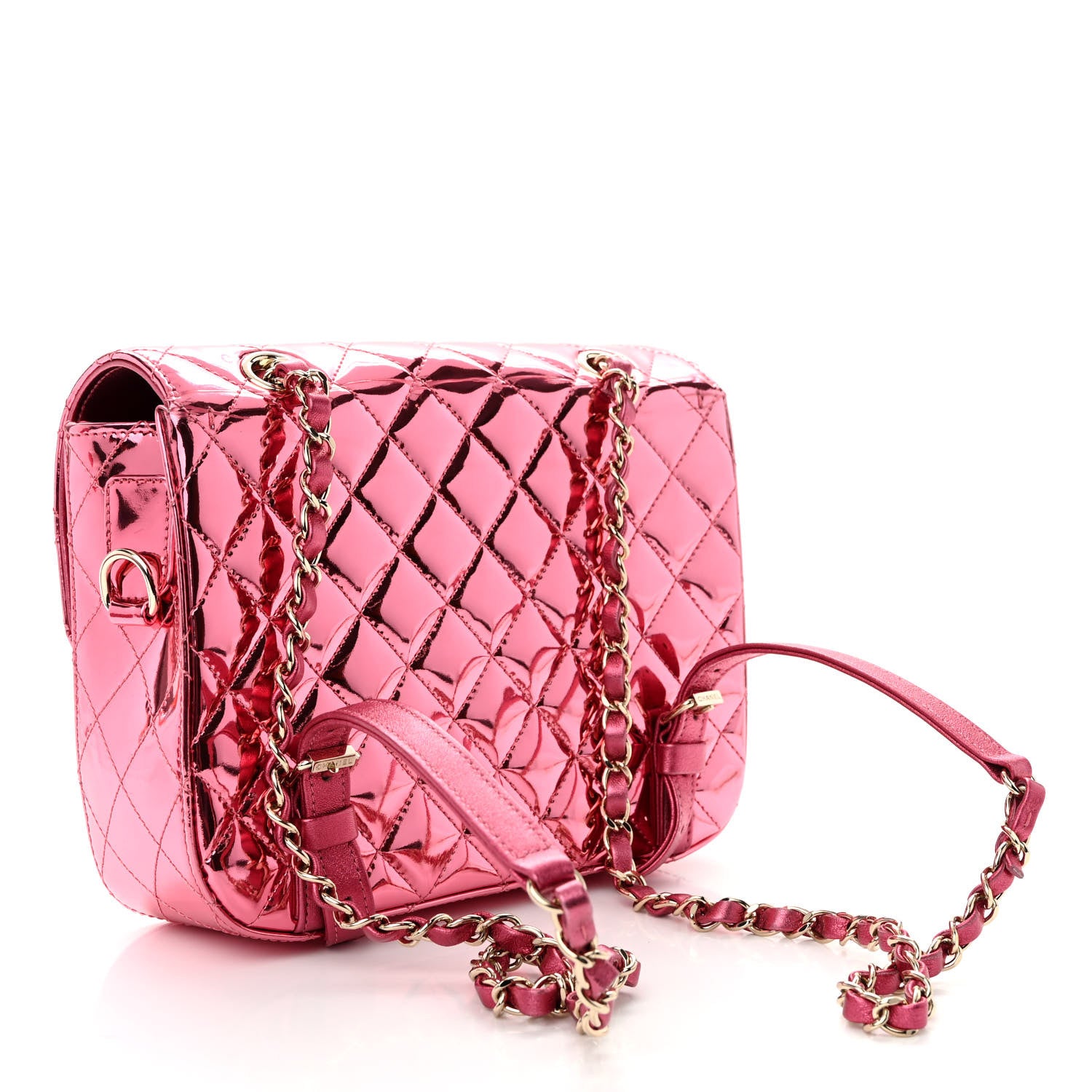 Chanel Mirror Calfskin Metallic Calfskin Quilted Hollywood Boulevard Backpack With Coin Purse Pink 3 of 12