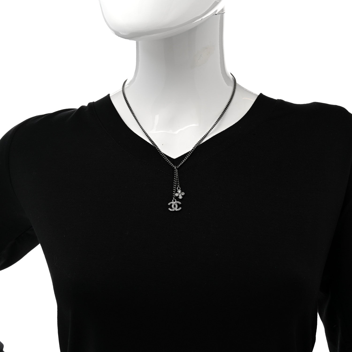 Chanel Ruthenium Crystal CC Charm Necklace 2 of 6