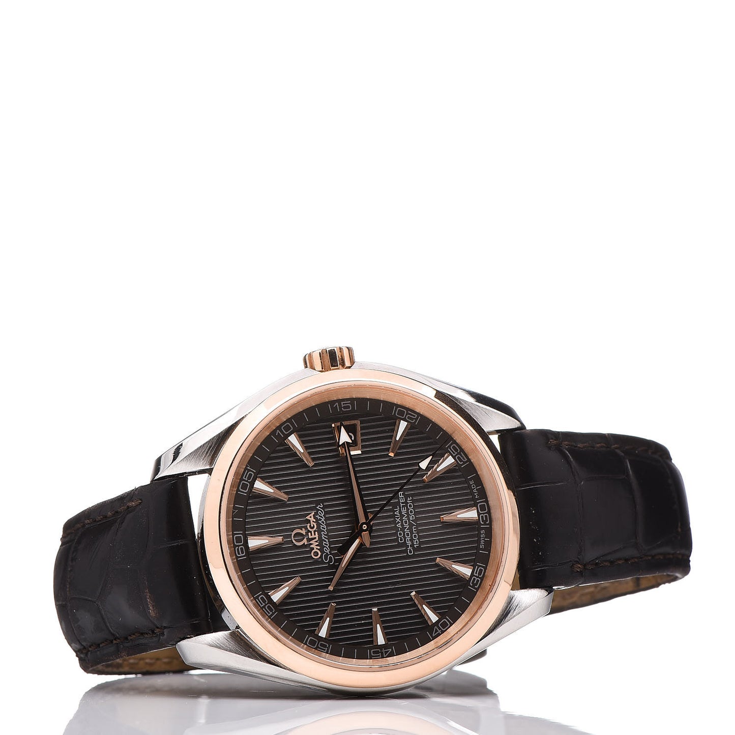 Stainless Steel 18K Red Gold Alligator 38mm Seamaster Aqua Terra 150M Automatic Watch Grey 231.23.39.21.06.001