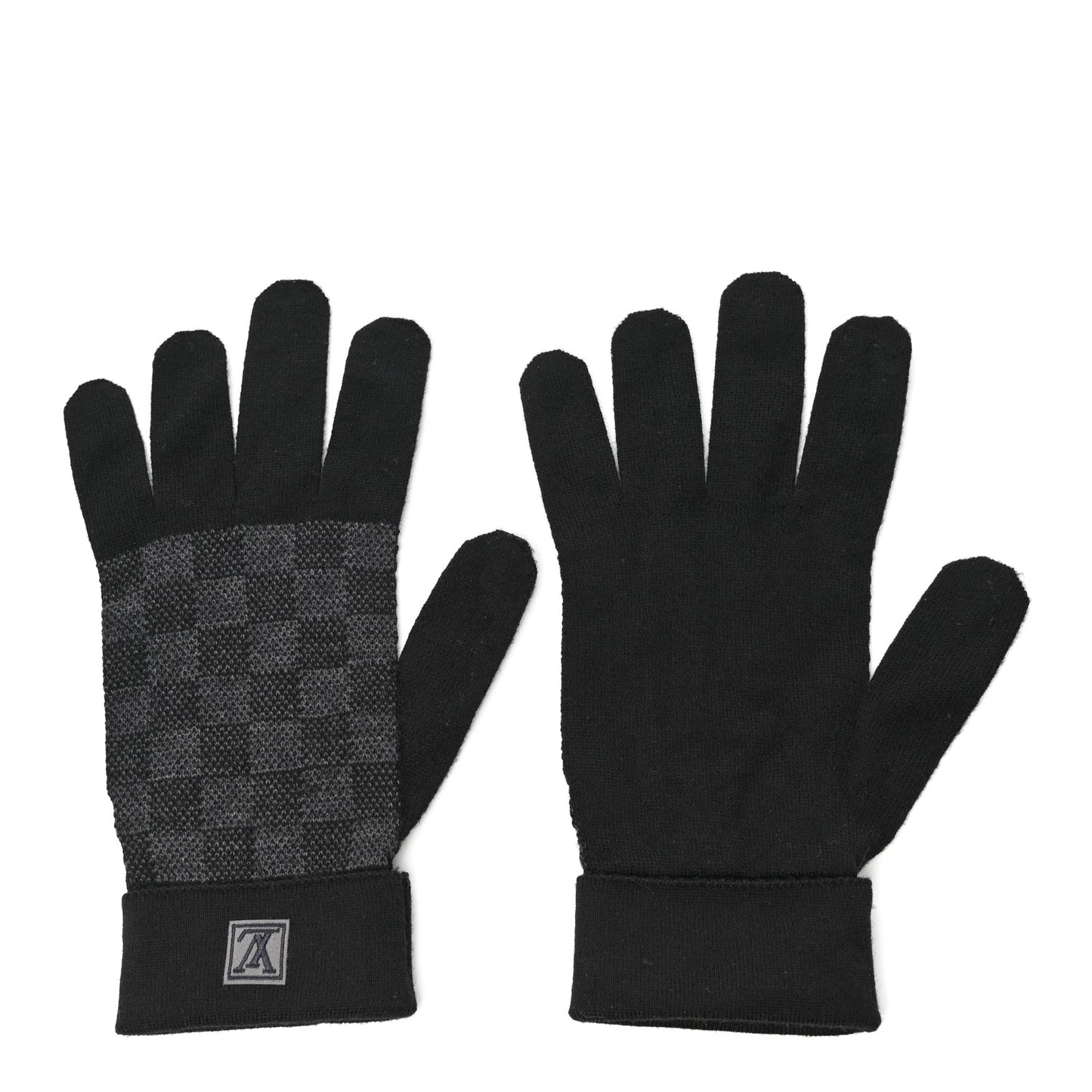 Wool Petit Damier Gloves Black