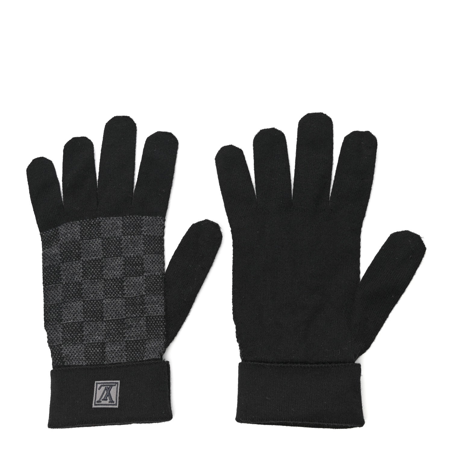 Louis Vuitton Wool Petit Damier Gloves Black 2 of 4