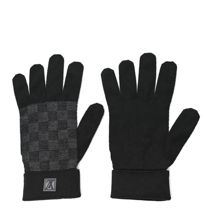 Louis Vuitton Wool Petit Damier Gloves Black 2 of 4