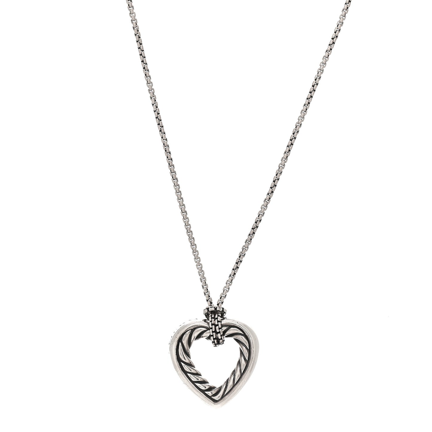 Sterling Silver 18K Yellow Gold Large Open Heart Cable Necklace