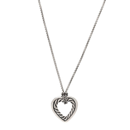 David Yurman Sterling Silver 18K Yellow Gold Large Open Heart Cable Necklace 1 of 6