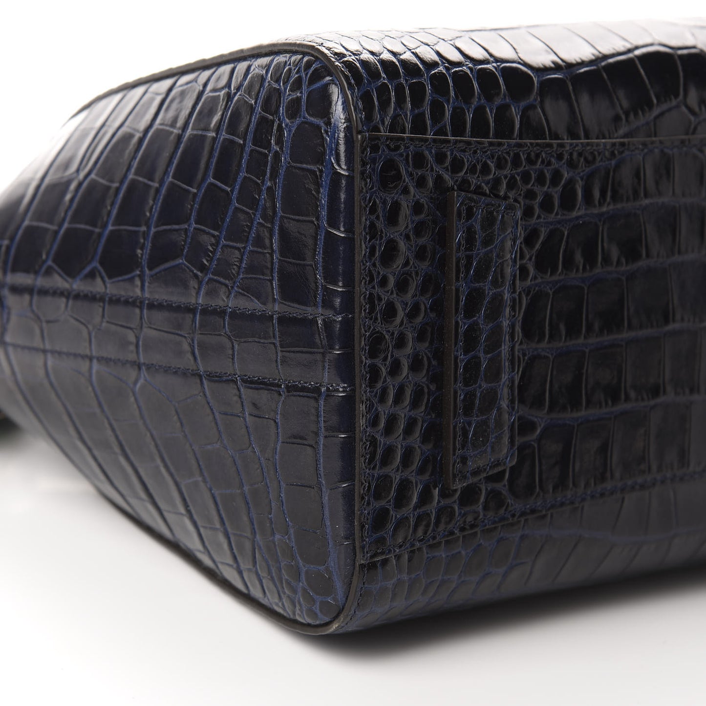 Calfskin Crocodile Embossed Small Antigona Deep Blue