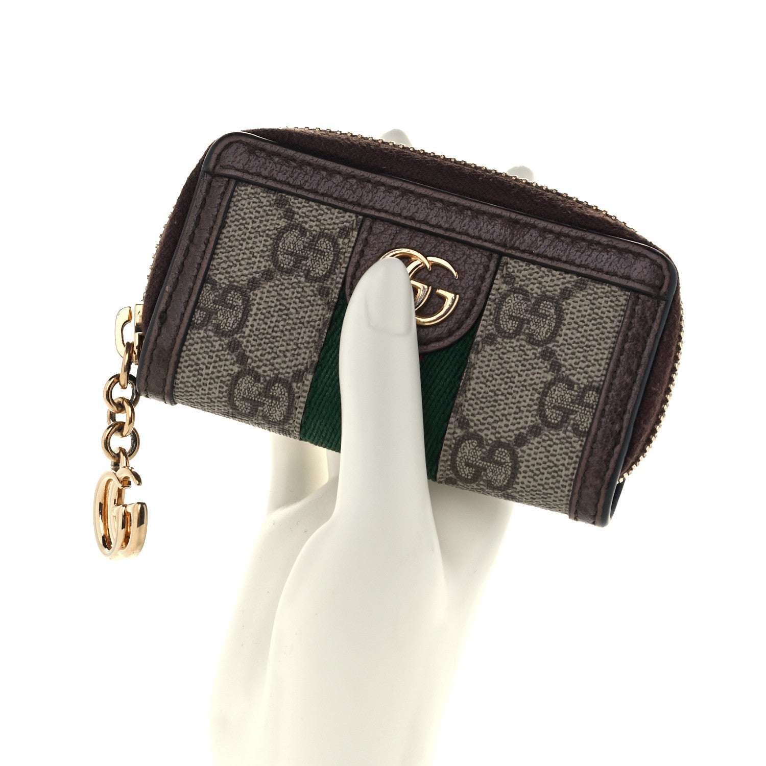Gucci GG Supreme Monogram Web Ophidia Zip Around Key Case Beige New Acero 2 of 8