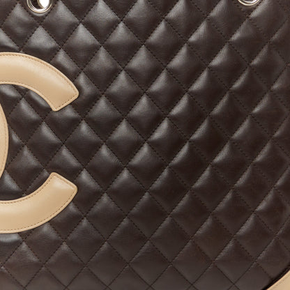 Chanel Calfskin Quilted Large Cambon Tote Brown Beige 8 of 10