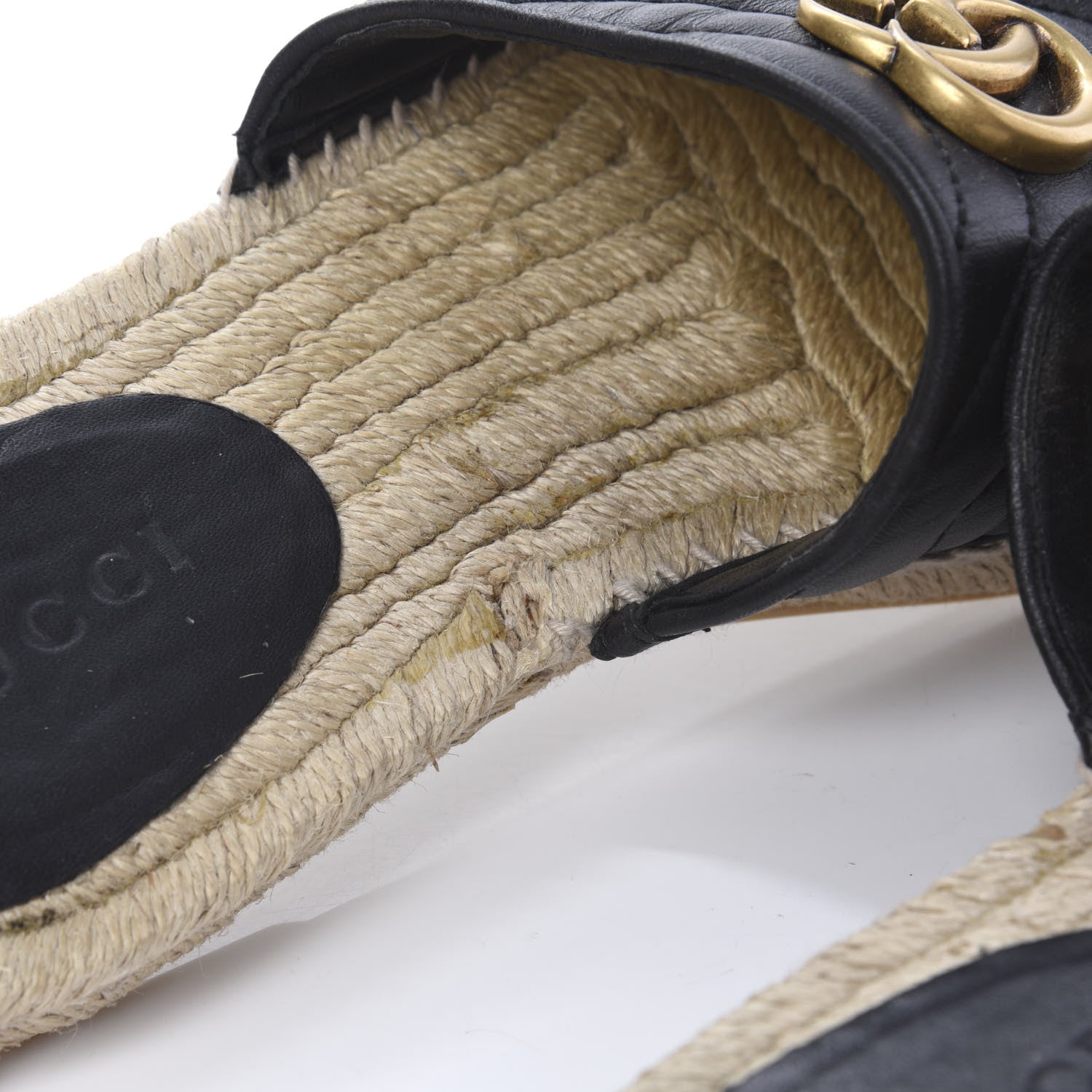 Gucci Nappa Matelasse GG Marmont Espadrille Slippers 37 Black 9 of 10