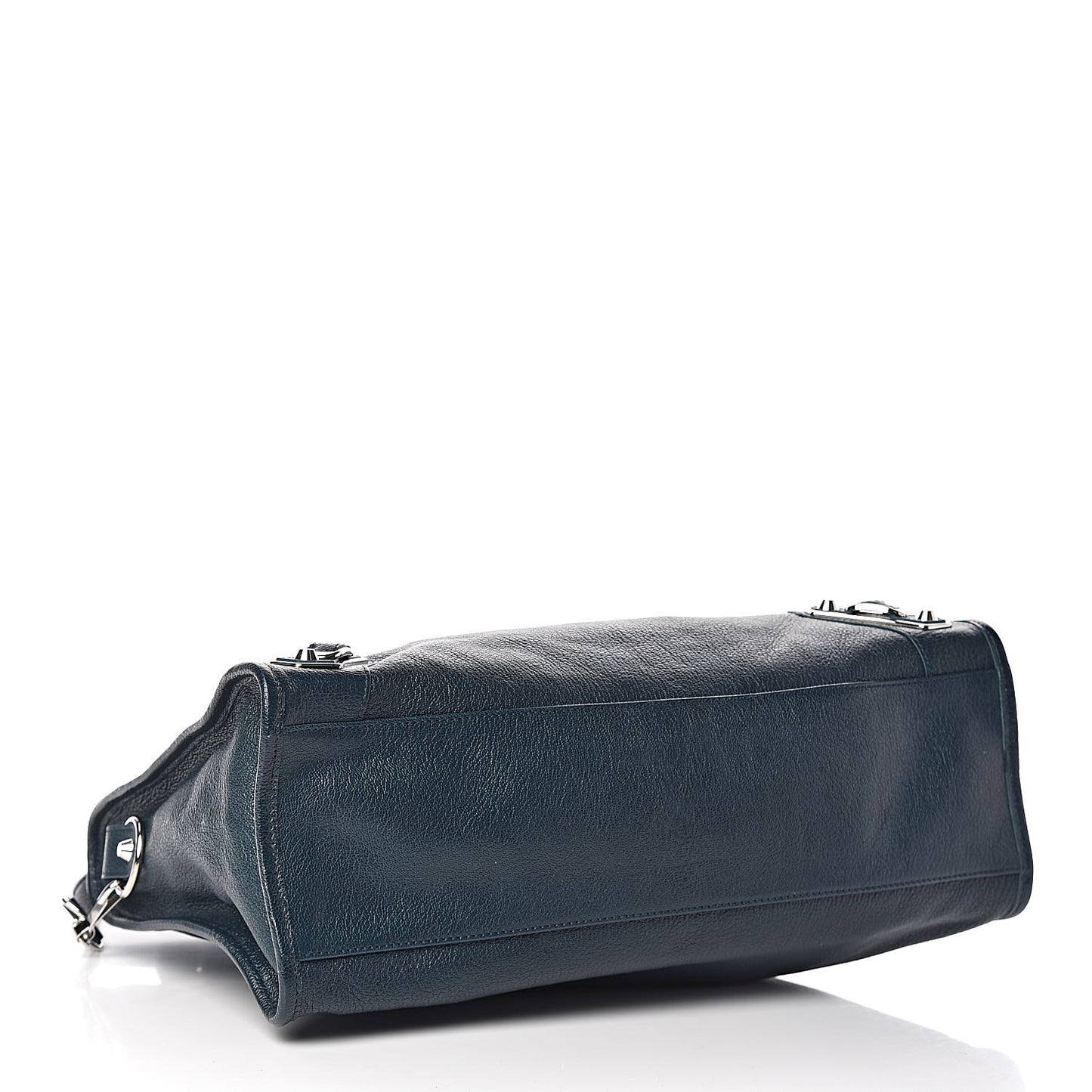 Chevre Silver Metallic Edge Hardware City Bleu Paon