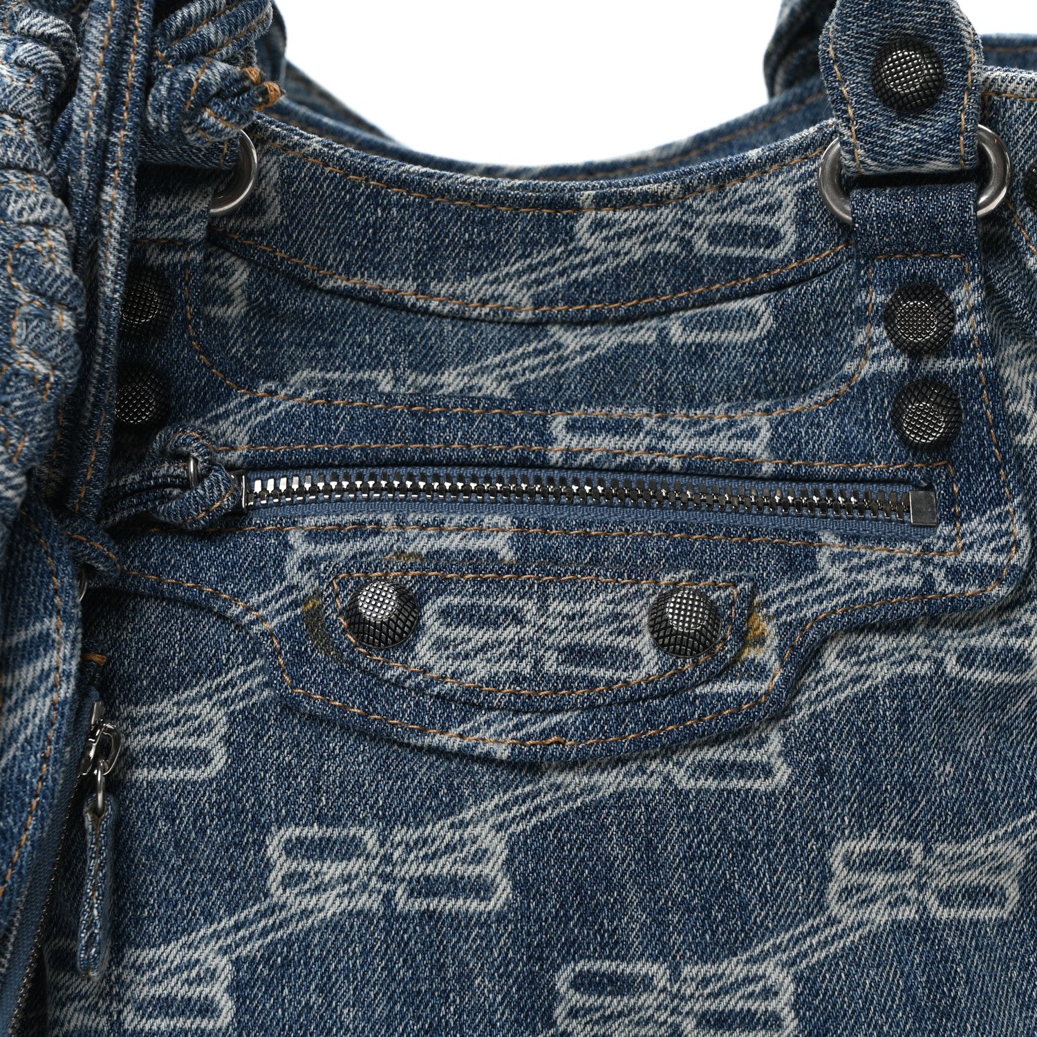 Balenciaga Denim BB Monogram Neo Cagole City Handbag Blue 9 of 11