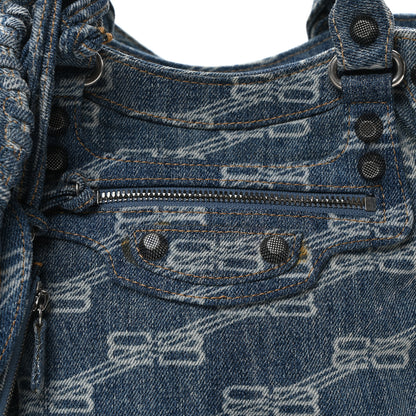 Balenciaga Denim BB Monogram Neo Cagole City Handbag Blue 9 of 11