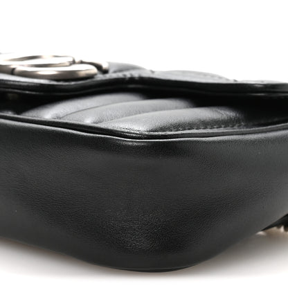 Gucci Calfskin Matelasse Aria Super Mini GG Marmont Shoulder Bag Black 9 of 10