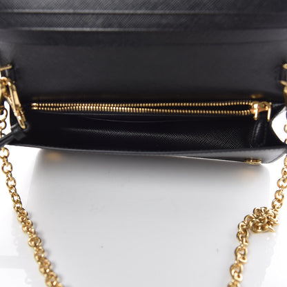 Prada Saffiano Shine Chain Wallet Black 7 of 9