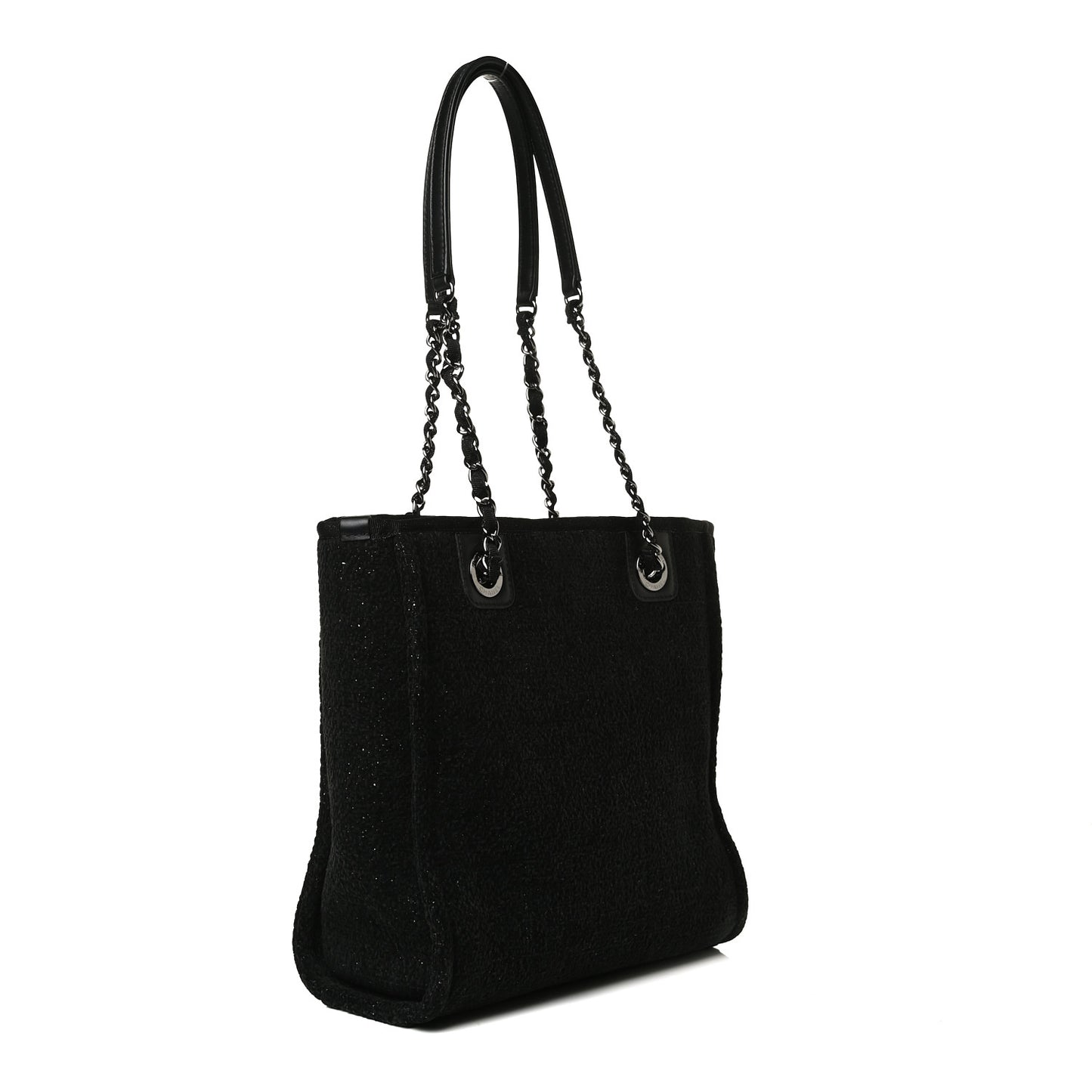 Lurex Boucle Mini Deauville Tote Black