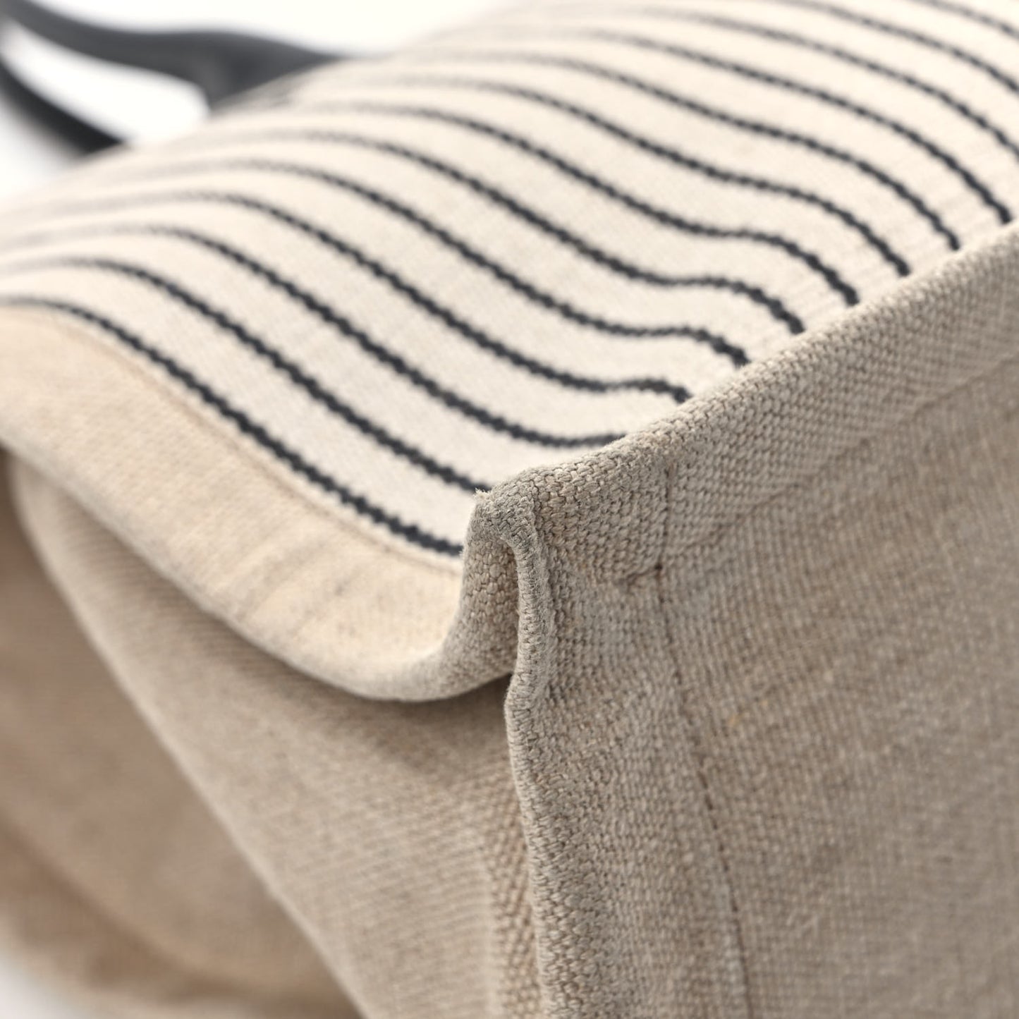 Embroidered Cotton Linen Rive Gauche Noe Tote Natural Black