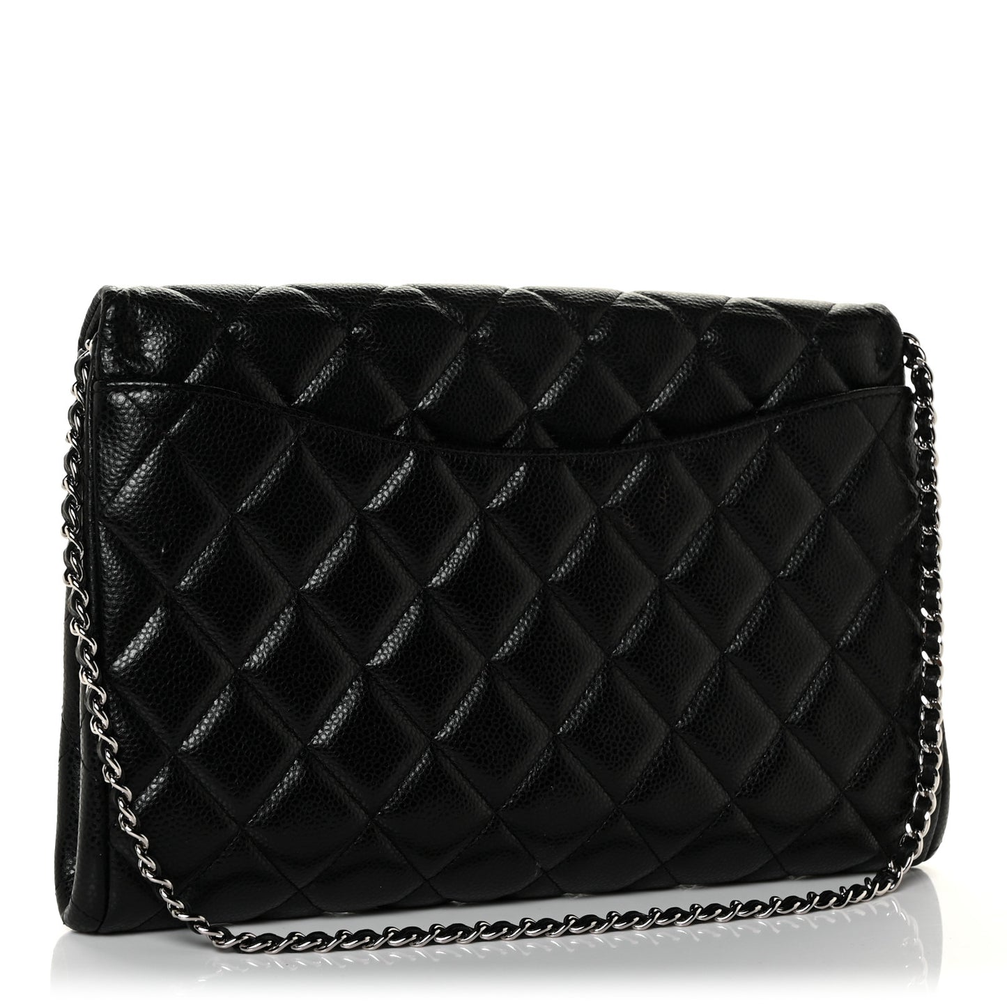 Caviar Quilted Clutch With Chain Flap Black