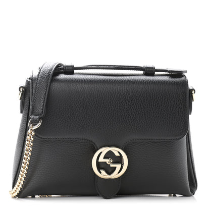 Gucci Dollar Calfskin Interlocking G Top Handle Shoulder Bag Black 1 of 10