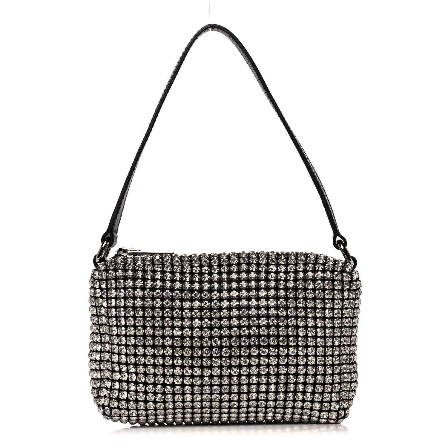 Alexander Wang Mesh Crystal Rhinestone Mini Heiress Pouch Black Silver 1 of 11