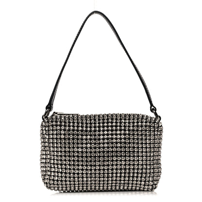 Alexander Wang Mesh Crystal Rhinestone Mini Heiress Pouch Black Silver 1 of 11