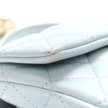Chanel Lambskin Quilted Mini Top Handle Rectangular Flap Light Blue 11 of 12