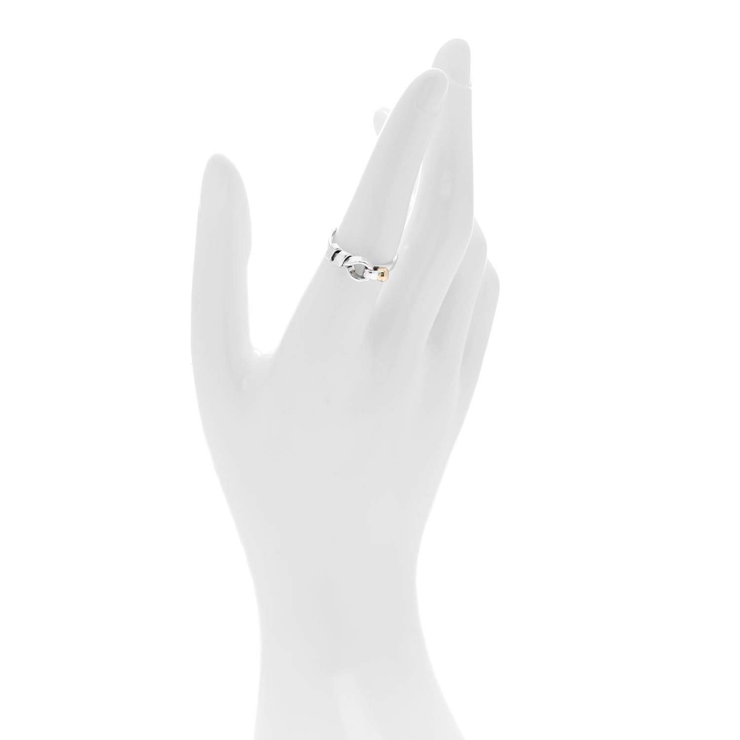 Tiffany Sterling Silver 18K Yellow Gold Hook Ring 54 7 2 of 5