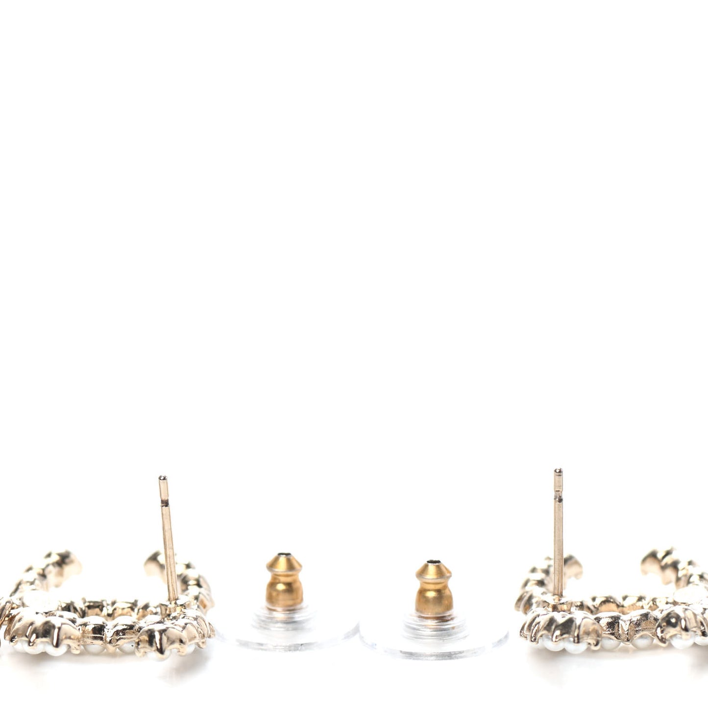 Pearl Bead CC Drop Earrings Gold