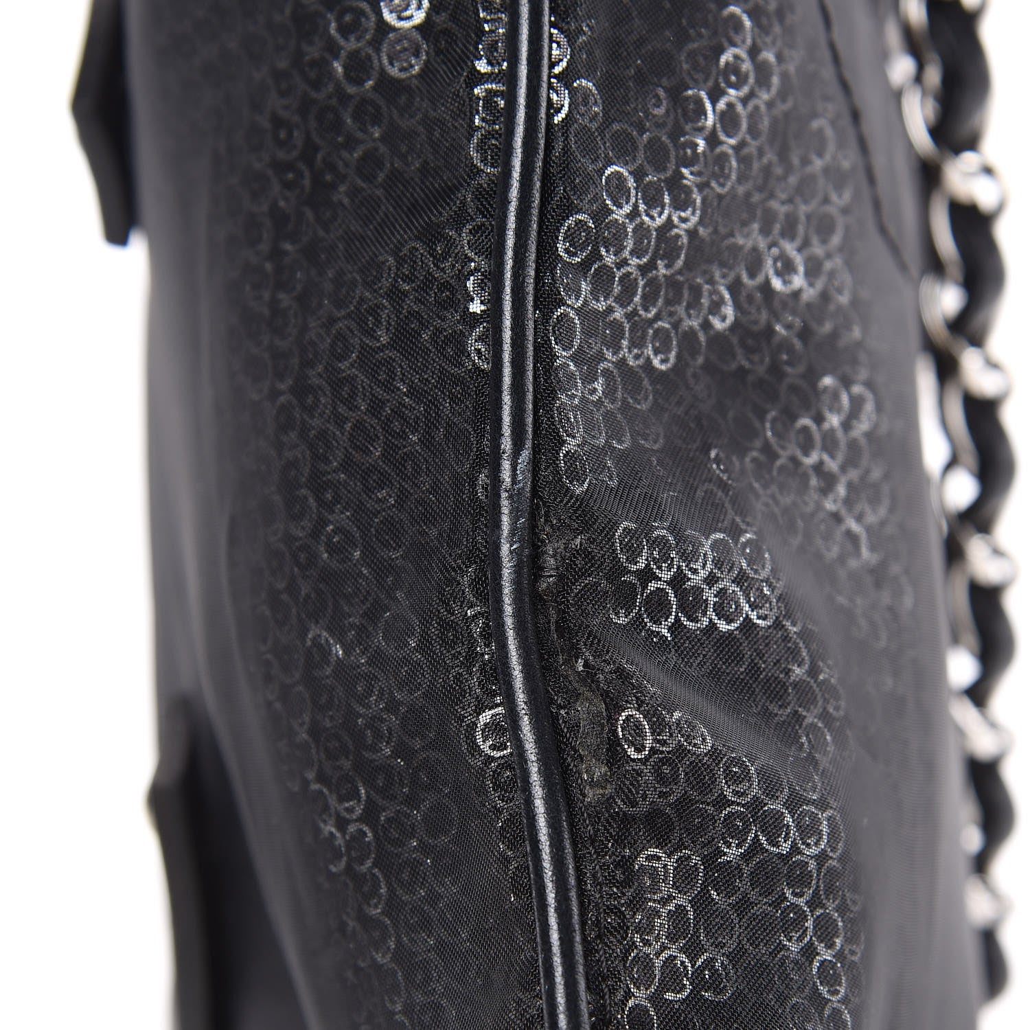 Chanel Calfskin Mesh Hidden Sequin CC Tote Black 11 of 14