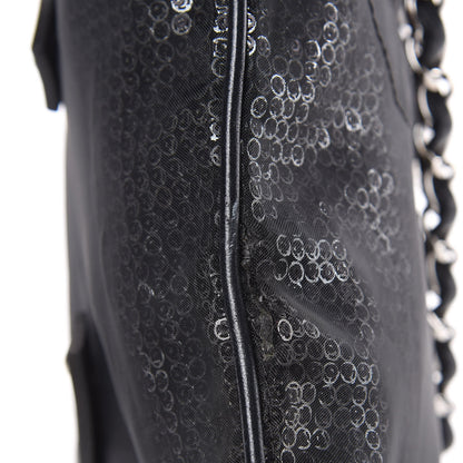 Chanel Calfskin Mesh Hidden Sequin CC Tote Black 11 of 14
