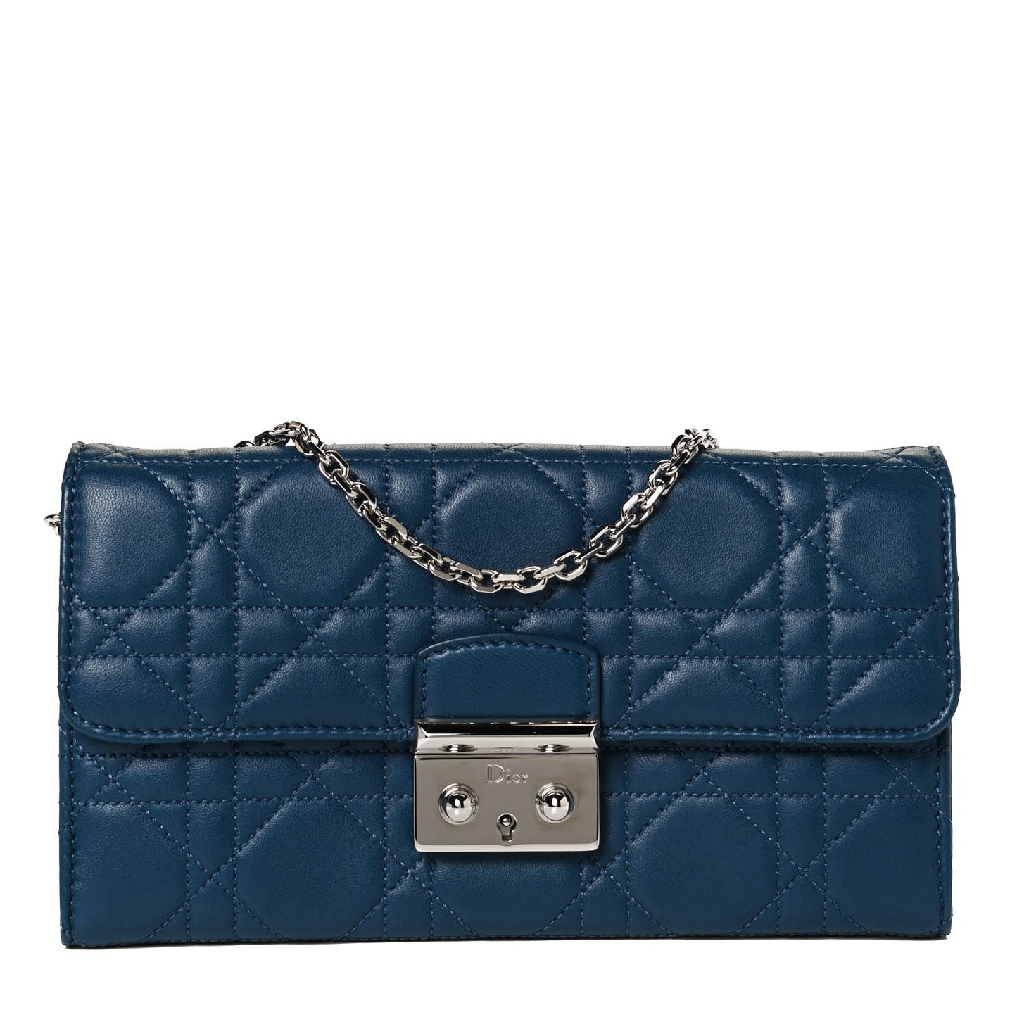 Lambskin Cannage Miss Dior Chain Wallet Navy