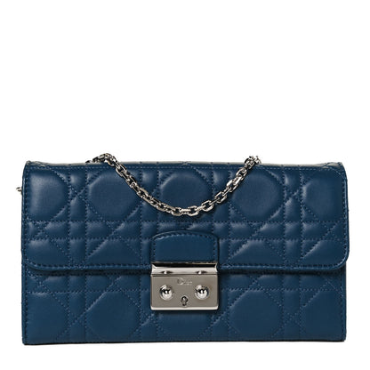 Christian Dior Lambskin Cannage Miss Dior Chain Wallet Navy 1 of 12